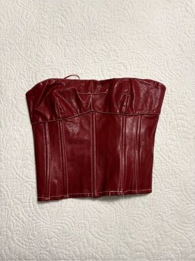 Edikted Burgundy Faux Leather Corset Top
